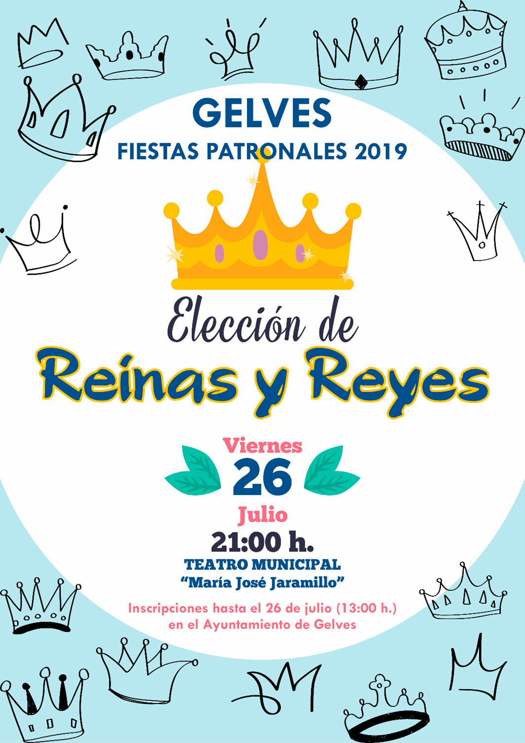 cartel elecciones reyes y reinas 2019'