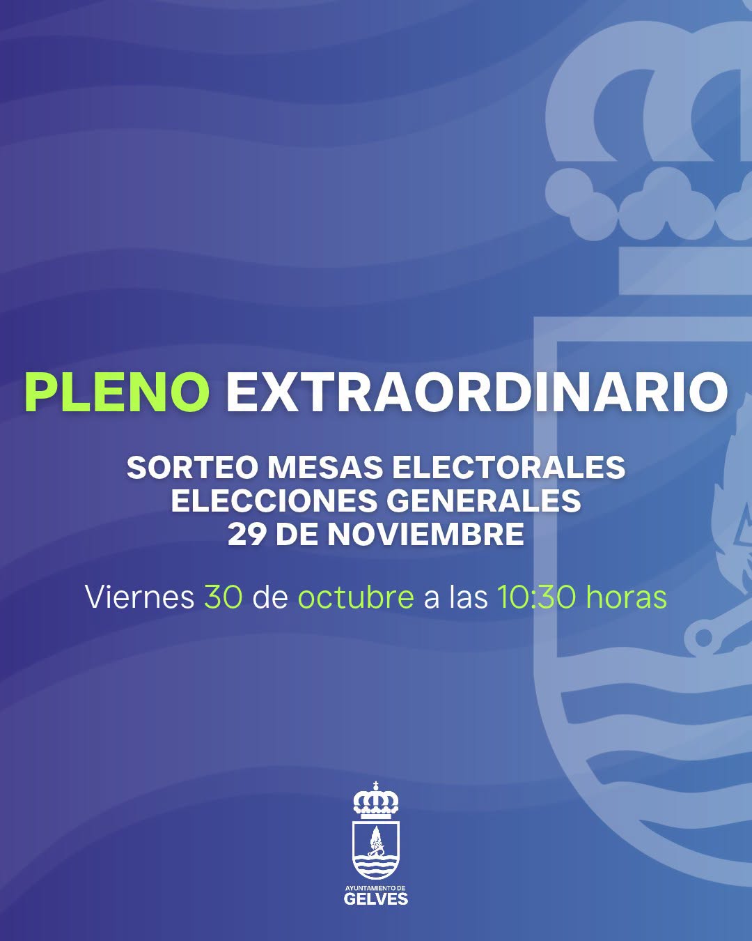 Convocado Pleno extraordinario para el viernes 30 de octubre cartel pleno 30 octubre 2026