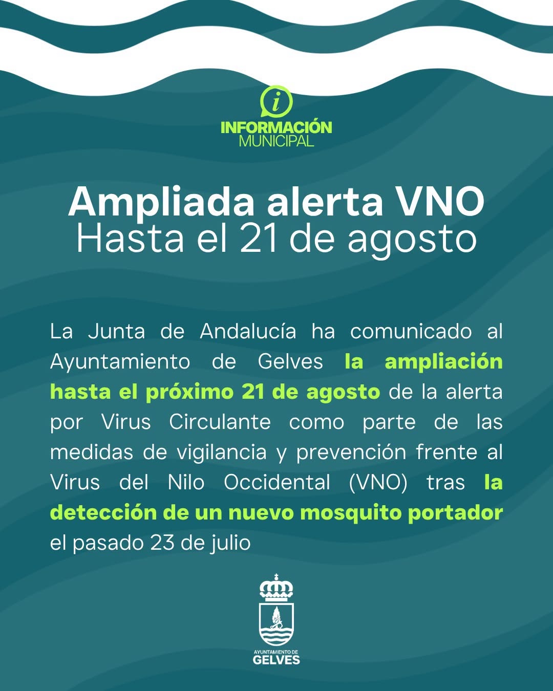 ampliacion alerta virus nilo gelves hasta 21 agosto 26