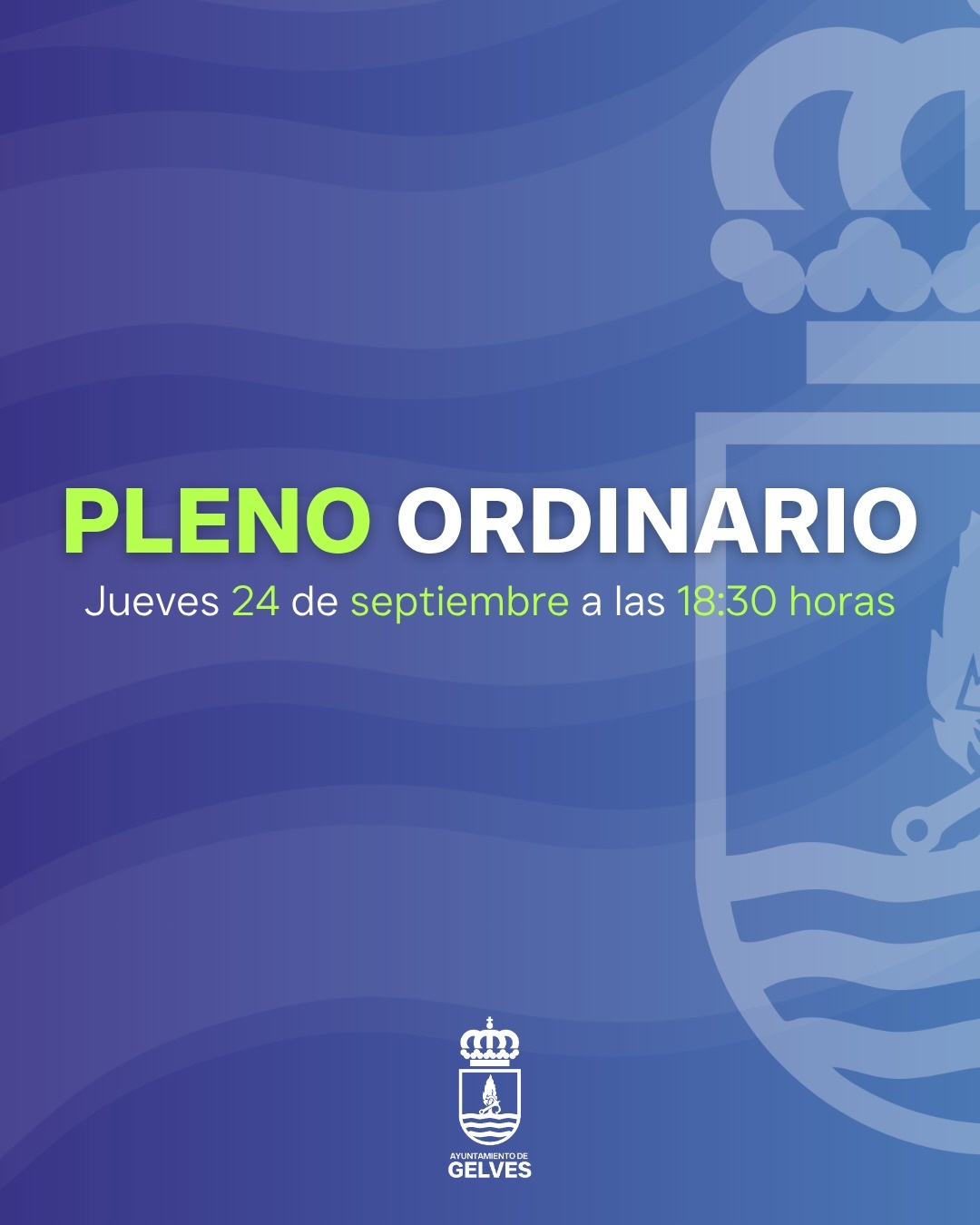 Pleno ordinario del Ayuntamiento de Gelves este jueves, 24 de septiembre, a las 18:30h pleno ordinario gelves 24 sept 26